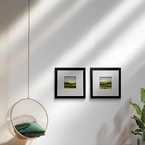 Obrazy - Akvarel - krajinka v zelených tónoch - 18155125_