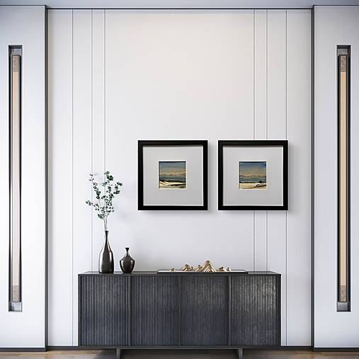 Obrazy - Akvarel - krajinka v modrých tónoch - 18155244_