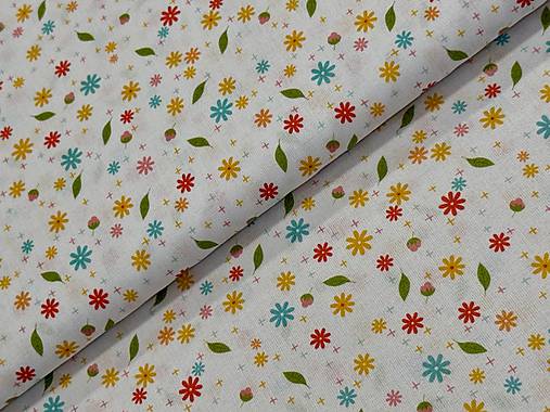 100% BAVLNA /VEĽKÁ NOC/ FAREBNÉ KVETINKY