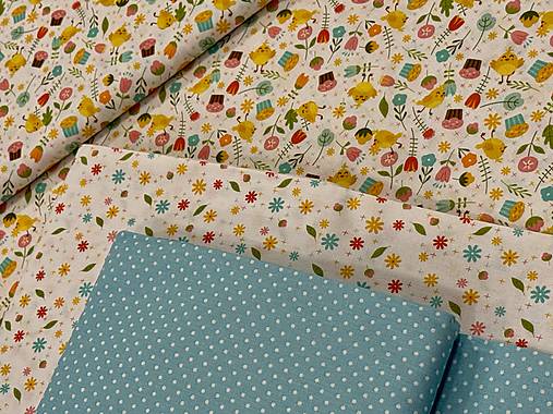 100% BAVLNA /VEĽKÁ NOC/ FAREBNÉ KVETINKY