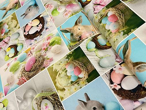 100% BAVLNA DEKOR / 3D OBRAZY ZAJAČIKY