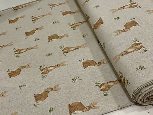 BAVLNA DEKOR / ZAJACE NA REŽNOM PLÁTNE