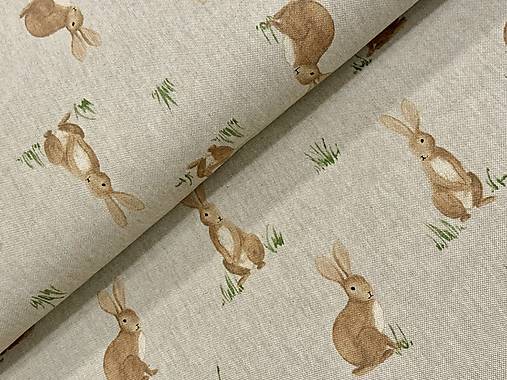 BAVLNA DEKOR / ZAJACE NA REŽNOM PLÁTNE