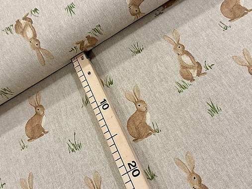 BAVLNA DEKOR / ZAJACE NA REŽNOM PLÁTNE