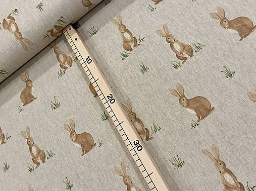 BAVLNA DEKOR / ZAJACE NA REŽNOM PLÁTNE