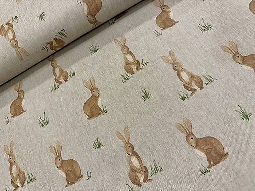 BAVLNA DEKOR / ZAJACE NA REŽNOM PLÁTNE