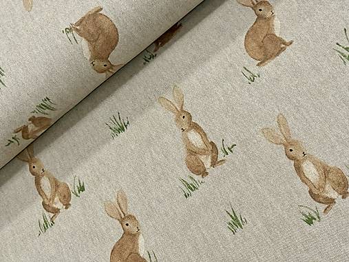 BAVLNA DEKOR / ZAJACE NA REŽNOM PLÁTNE