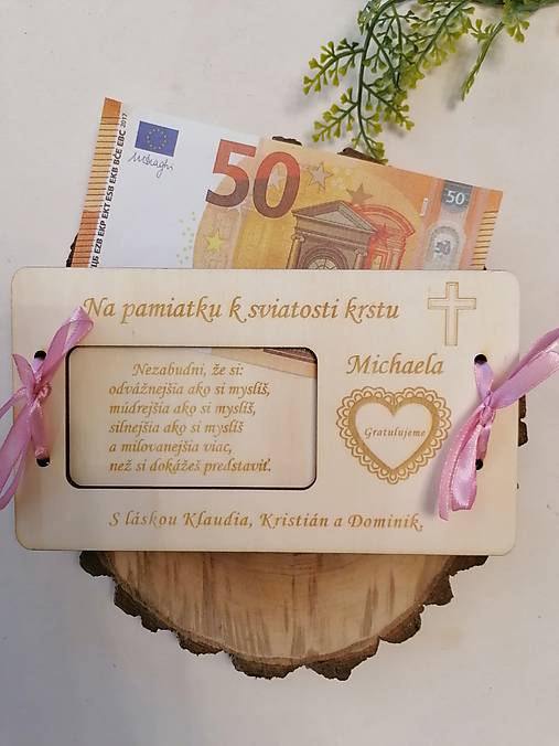 Papiernictvo - Drevena obalka na finančny dar ku krstu - 18153999_