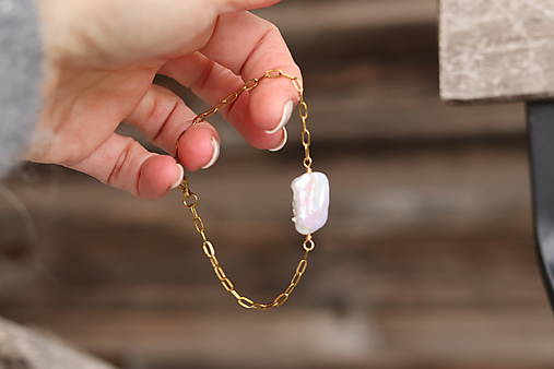 Retiazkový náramok s Keshi perlou