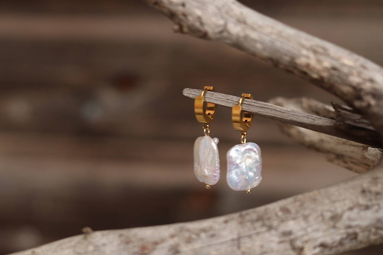 Náušnice s Keshi perlou