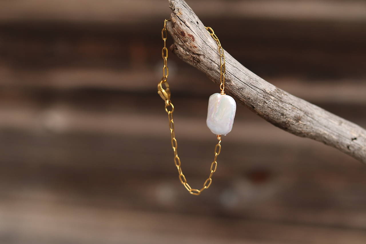 Retiazkový náramok s Keshi perlou