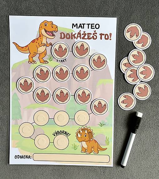 Hračky - Personalizovaná motivačná karta / odmeňovacia karta - dinosaury - 18156725_