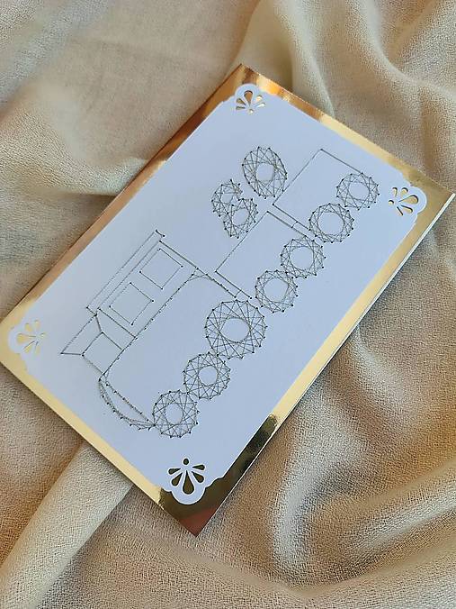 Papiernictvo - Magic card 80. vlak - vyšívaná pohľadnica - 18154867_