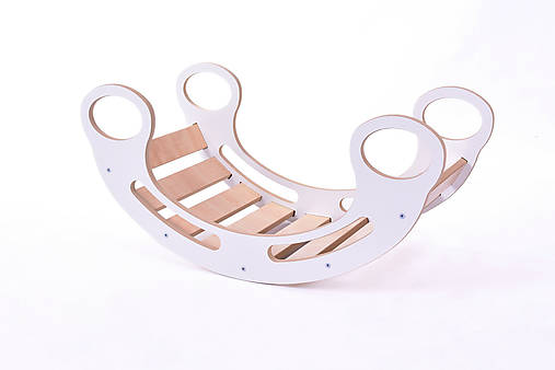 Hračky - Multifunční houpačka Montessori White / Maple - 18154824_