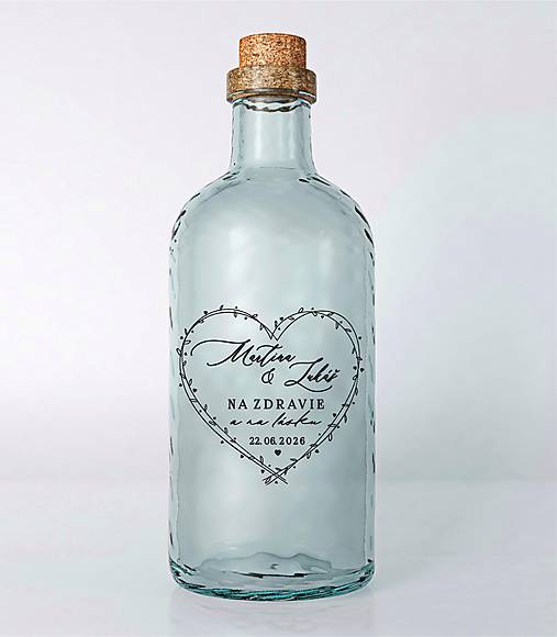 Úložné priestory & Organizácia - Nálepky transparentné na svadobnú pálenku/víno 309 srdce - 18158924_