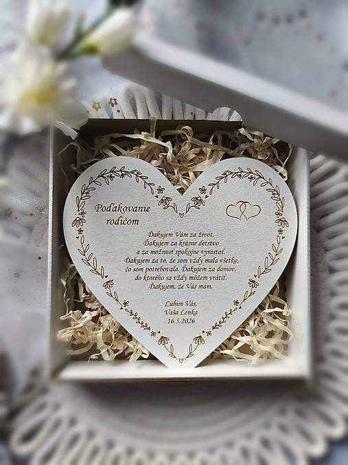 Dekorácie - Poďakovanie pre rodičov k svadbe, srdiečko - 18157931_
