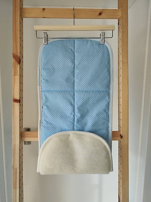 Detský textil - VLNIENKA podložka do kočíka vanička THULE Urban Glide 4 100% MERINO TOP SUPER WASH Natural  Bodka modrá - 18158099_