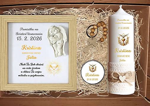 Darčeky pre svadobčanov - Darček /pamiatka/ na sviatosť birmovania so sviečkou, anjelikom, ružencom a desiatkom. - 18157207_