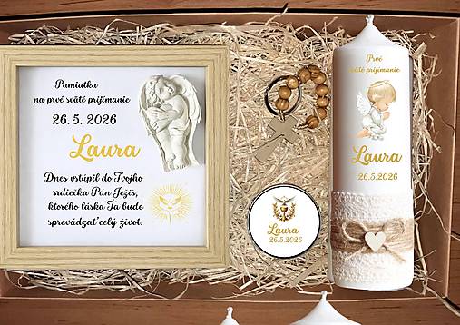 Dekorácie - Darček /pamiatka/ na prvé sväté prijímanie s anjelikom - 18157239_