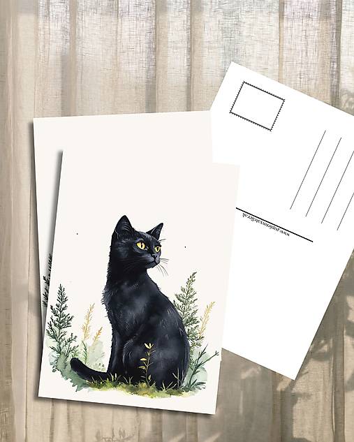 Papiernictvo - Pohľadnica "Black cat Amy" - 18158637_