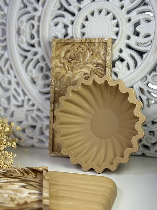 Nádoby - Sand Aura – dizajnové Jesmonite misky v pieskovom odtieni - 18159307_