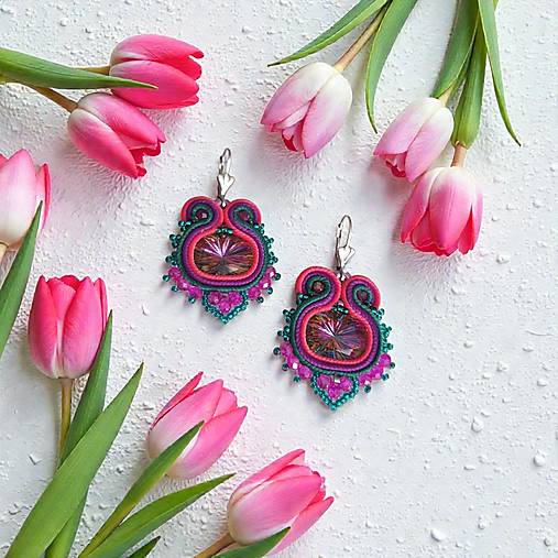 Náušnice - Šujtášové náušnice VEČERNÁ ZÁHRADA - 18161315_