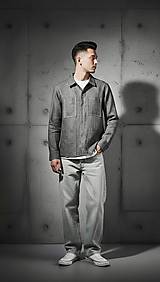Bundy a kabáty - Ľanová overshirt STEEL - unisex   - 18159583_