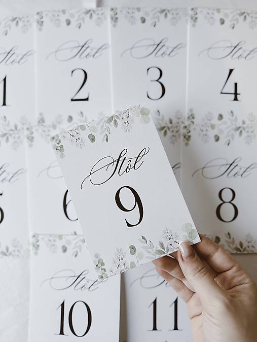 Papiernictvo - Čísla na stoly A6 greenery - 18162620_