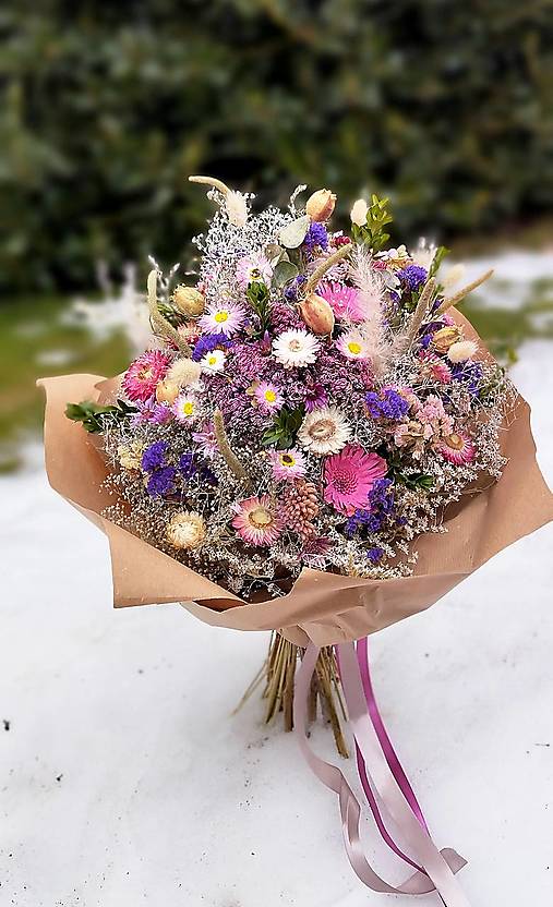 Dekorácie - Kytica zo sušených kvetov - 18163988_