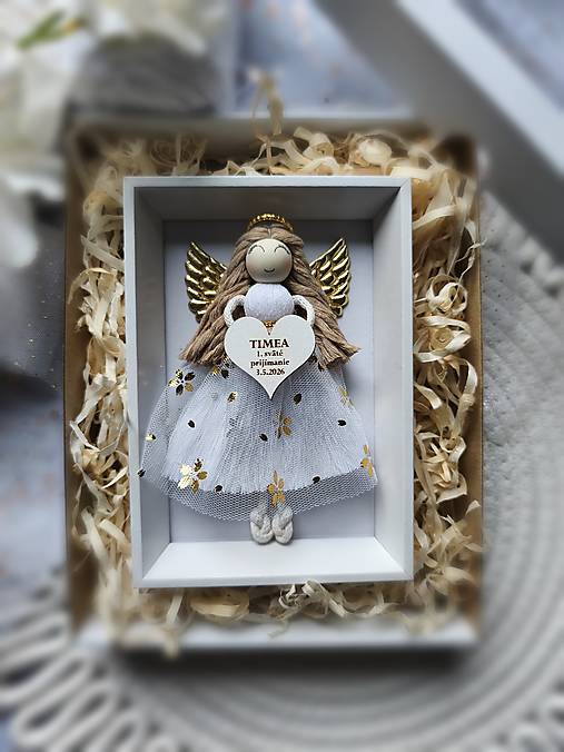 Dekorácie - Macrame anjel prvé sväté prijímanie - 18162198_