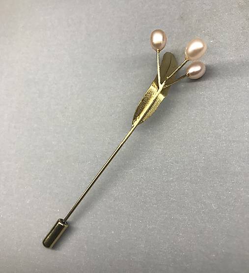 Brošne - Brošňa lipový kvet s perlami - 18163728_