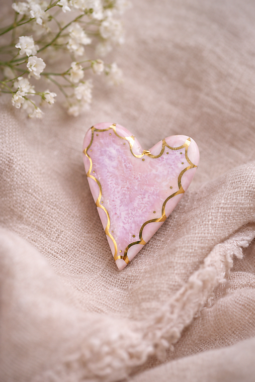 Brošne - Láska - srdiečko porcelánová brošňa - 18164050_