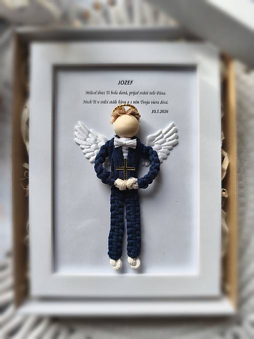 Dekorácie - Macrame anjel prvé sväté prijímanie - 18165986_