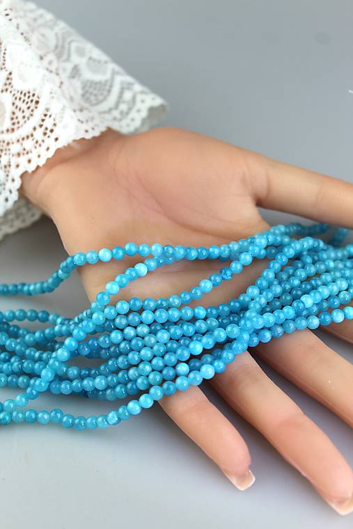 Minerály - tyrkysový jadeit korálky 4mm - 18165039_