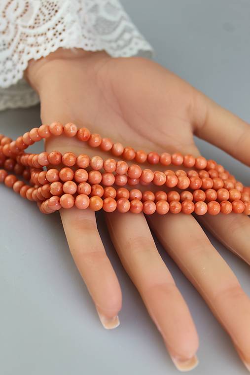 Minerály - prírodný koral 6mm korálky - polšnúra - 18165089_