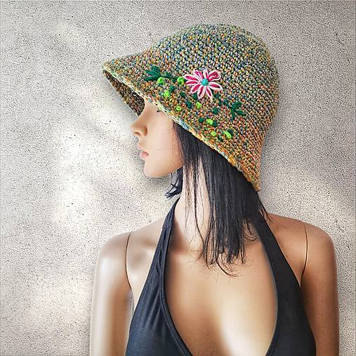 Čiapky, čelenky, klobúky - Letný melír klobúk - 18164974_