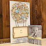 Dekorácie - Gombíkový obraz - Balón s fotkou marhuľa - mint - 18164802_