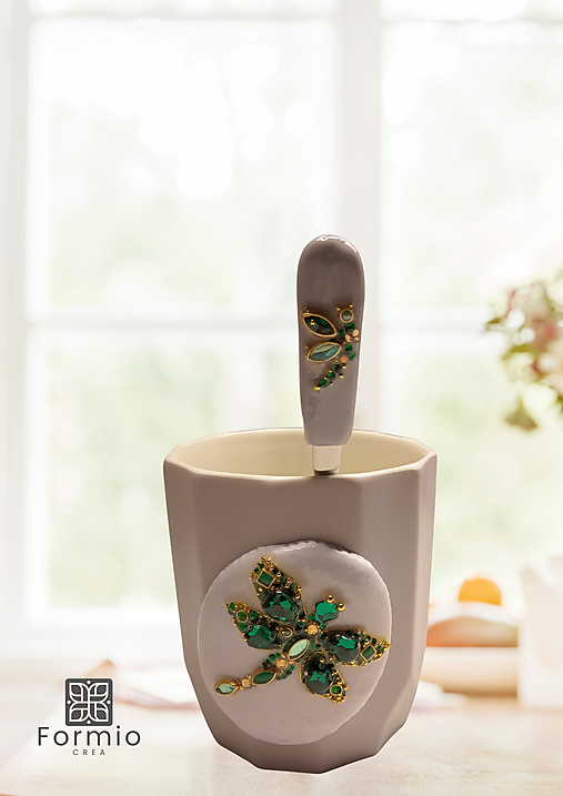 EMERALD WHISPER - hrnček a lyžička