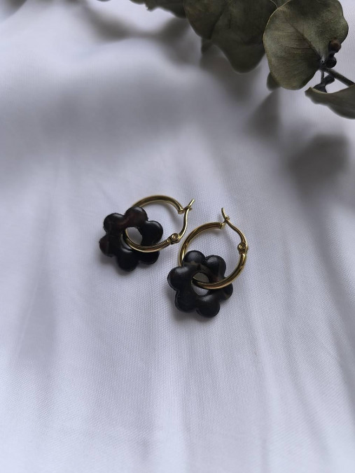 Náušnice - Espresso kvetinkové náušnice - 18165300_