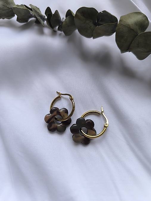 Náušnice - Macchiato kvetinkové náušnice - 18165305_