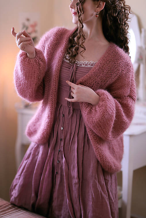 Oversized mohérový cardigán Rebecca, mohér, hodváb