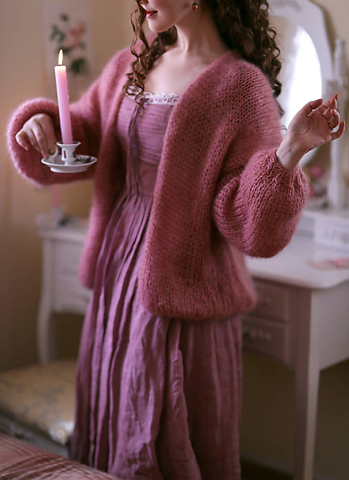 Oversized mohérový cardigán Rebecca, mohér, hodváb