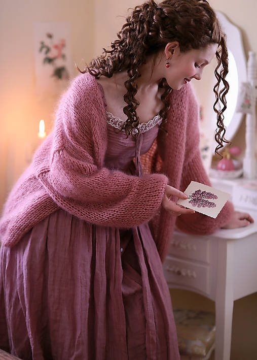 Oversized mohérový cardigán Rebecca, mohér, hodváb