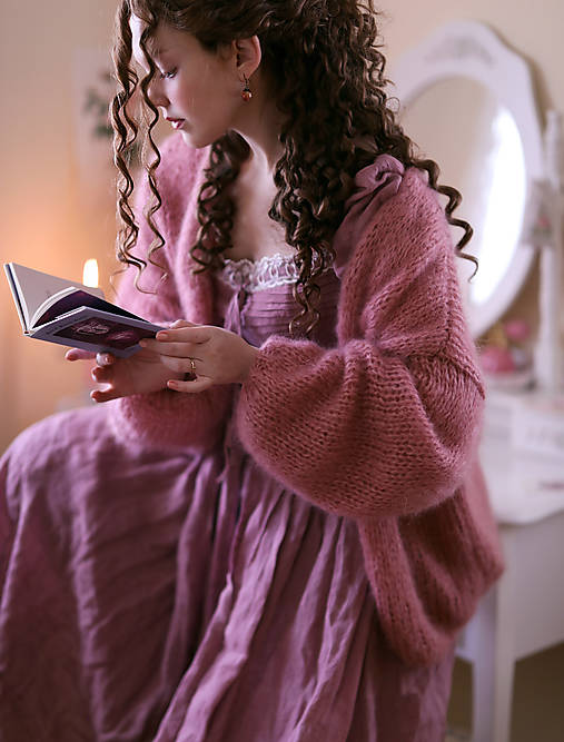 Oversized mohérový cardigán Rebecca, mohér, hodváb