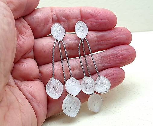 Náušnice - Biela hortenzia v rose - N5016 - 18167937_