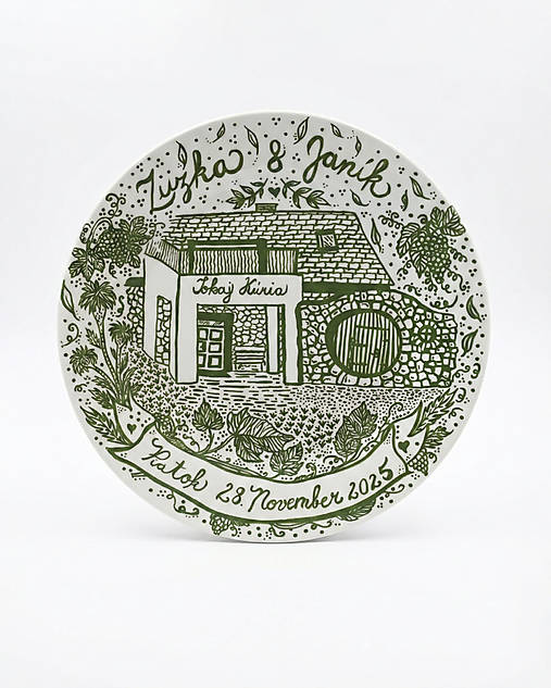 Nádoby - Maľovaný svadobný tanier na mieru - 18166488_