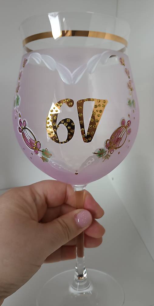 Nádoby - Jubilejný pohár k 60-tke ružový - 18170662_