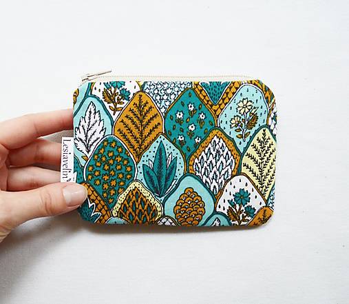 Peňaženky - Peňaženka/dokladovka - Rastliny v tyrkysovej - 18169900_