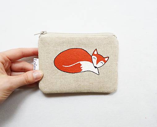 Peňaženky - Peňaženka/dokladovka - Líška (ručna malba+zadný zips) - 18169903_
