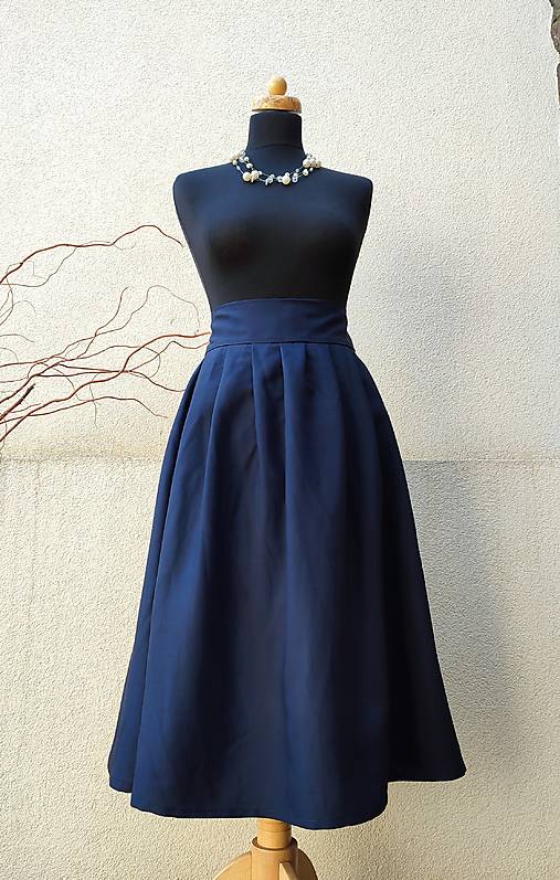 Sukne - NAVY MIDI SUKNĚ - ZIP - 18169686_